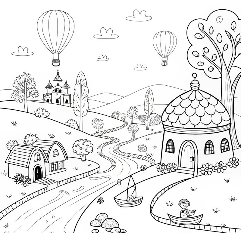 tranh tô màu ngôi nhà gia đình