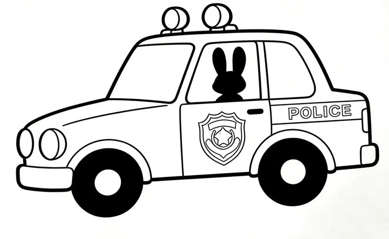 tranh tô màu ô tô cảnh sát