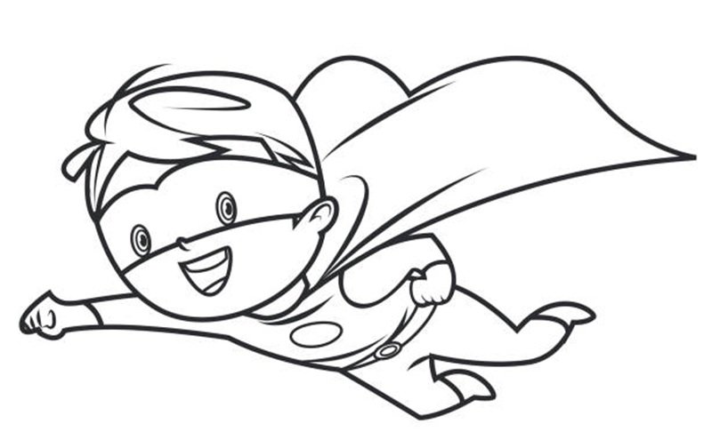 Vector Cute Cartoon Superhero Outline