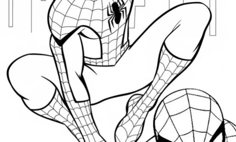 tranh tô màu spider man 34