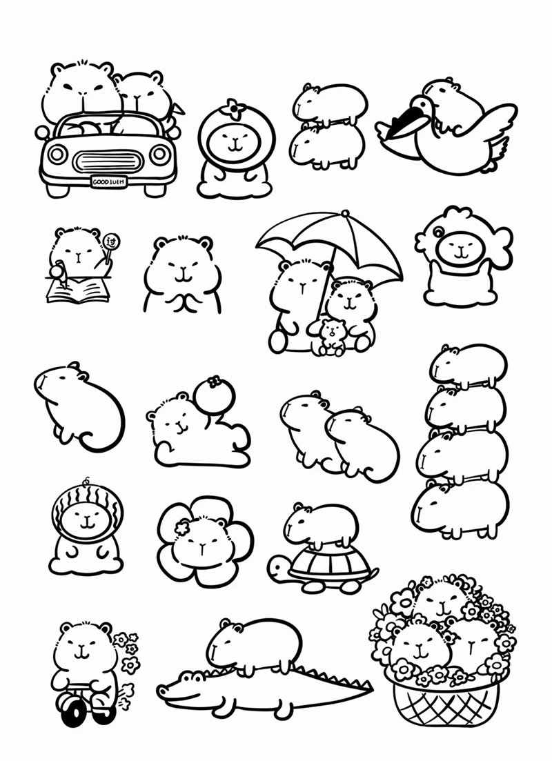 tranh tô màu sticker cute 20