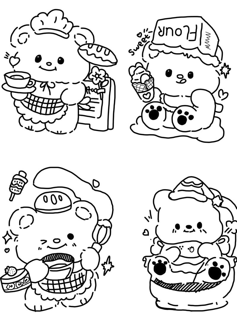 tranh tô màu sticker cute 3