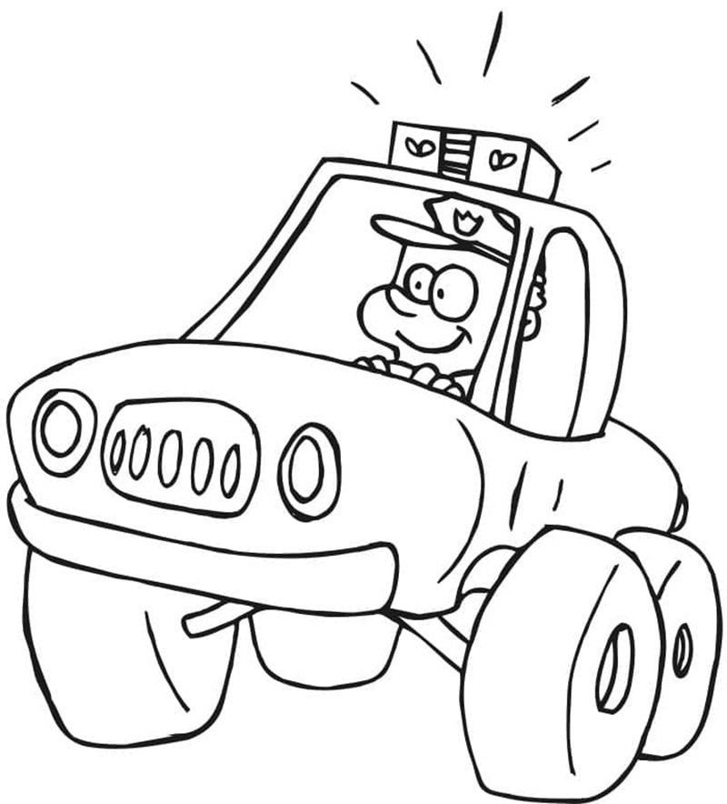 tranh tô màu xe cảnh sát 17