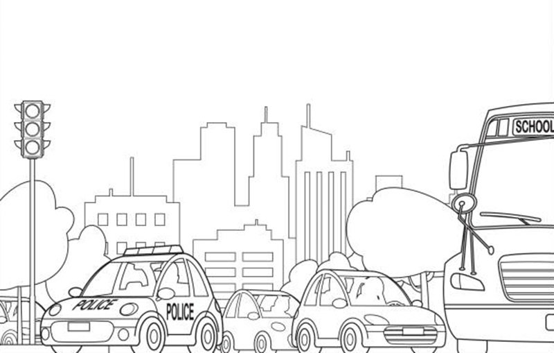 Vector Black And White, Big CityTraffic