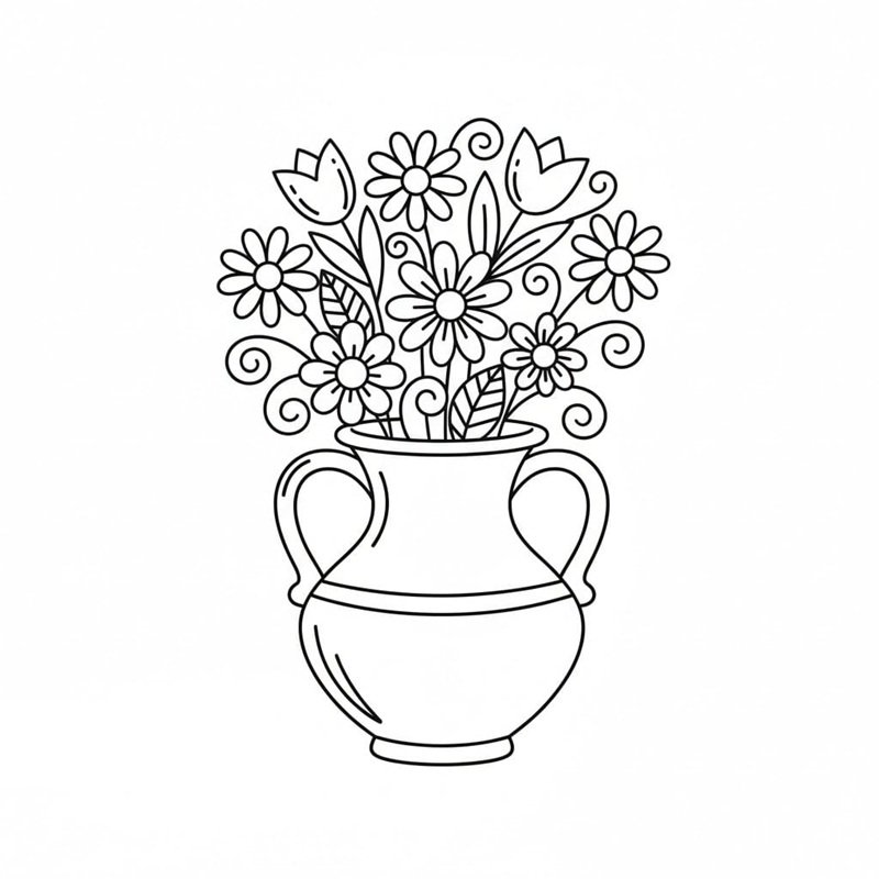 tô màu bình hoa 19