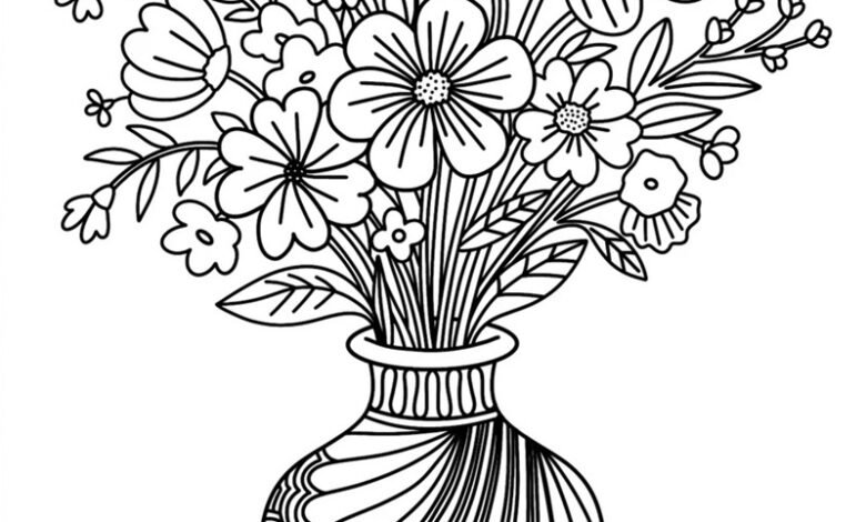 tô màu bình hoa 32