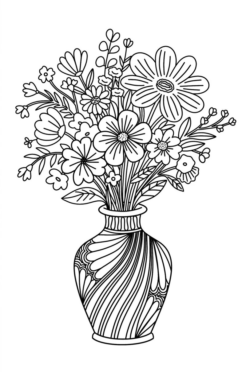tô màu bình hoa 32