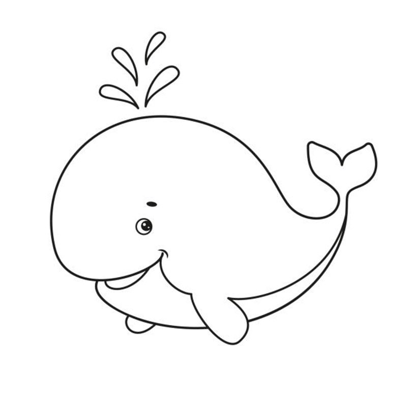 Coloring page with a cute whale. Vector Illustration.
