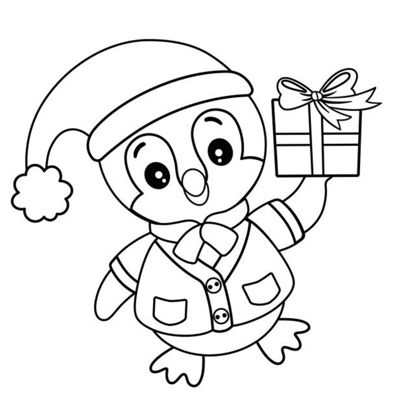 Black and White Cute Penguin Vector Illustration on Christmas Time Theme.