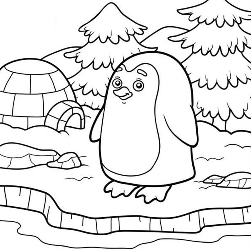 Coloring book for children, colorless alphabet. Letter P, penguin