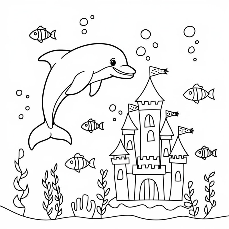 tô màu con cá heo 23