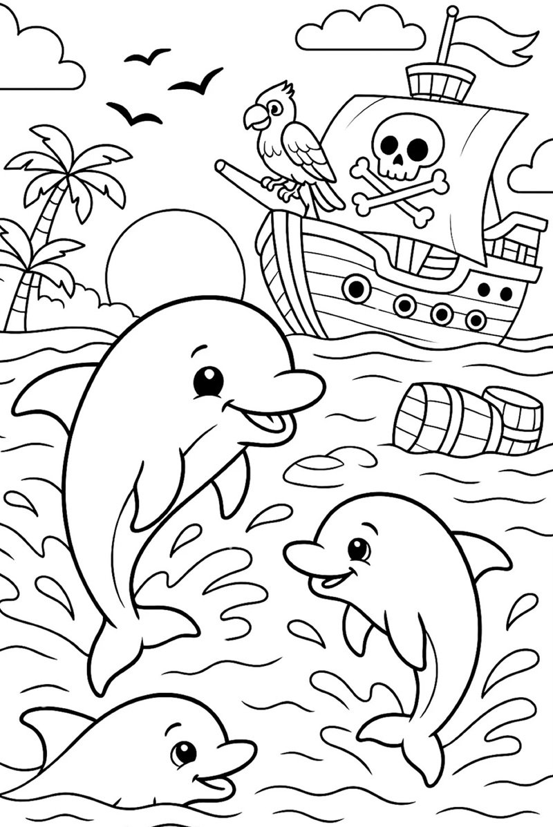 tô màu con cá heo 34