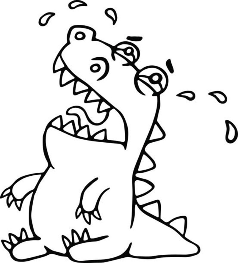 Cute crying dragon. Vector illustration. Funny cartoon character.