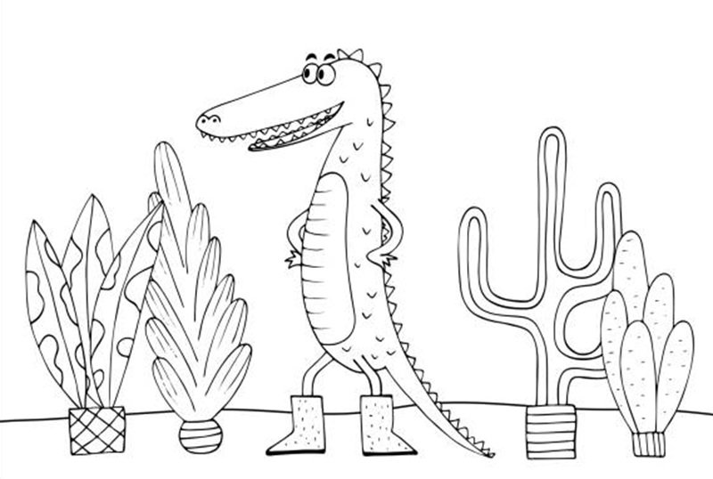 Children’s coloring book character crocodile. Vector image.