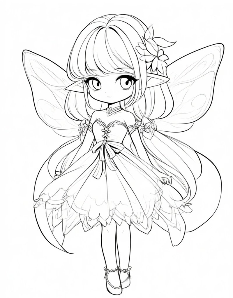 tranh cô tiên xanh chưa tô màu 10