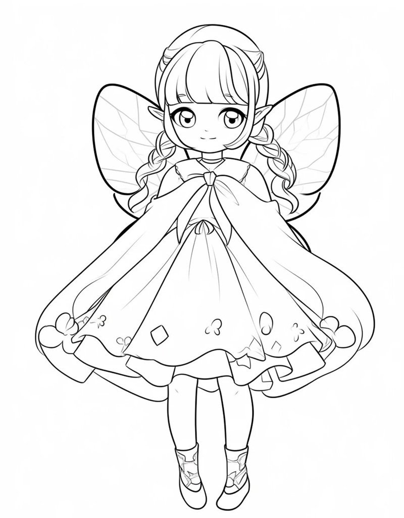 tranh cô tiên xanh chưa tô màu 11