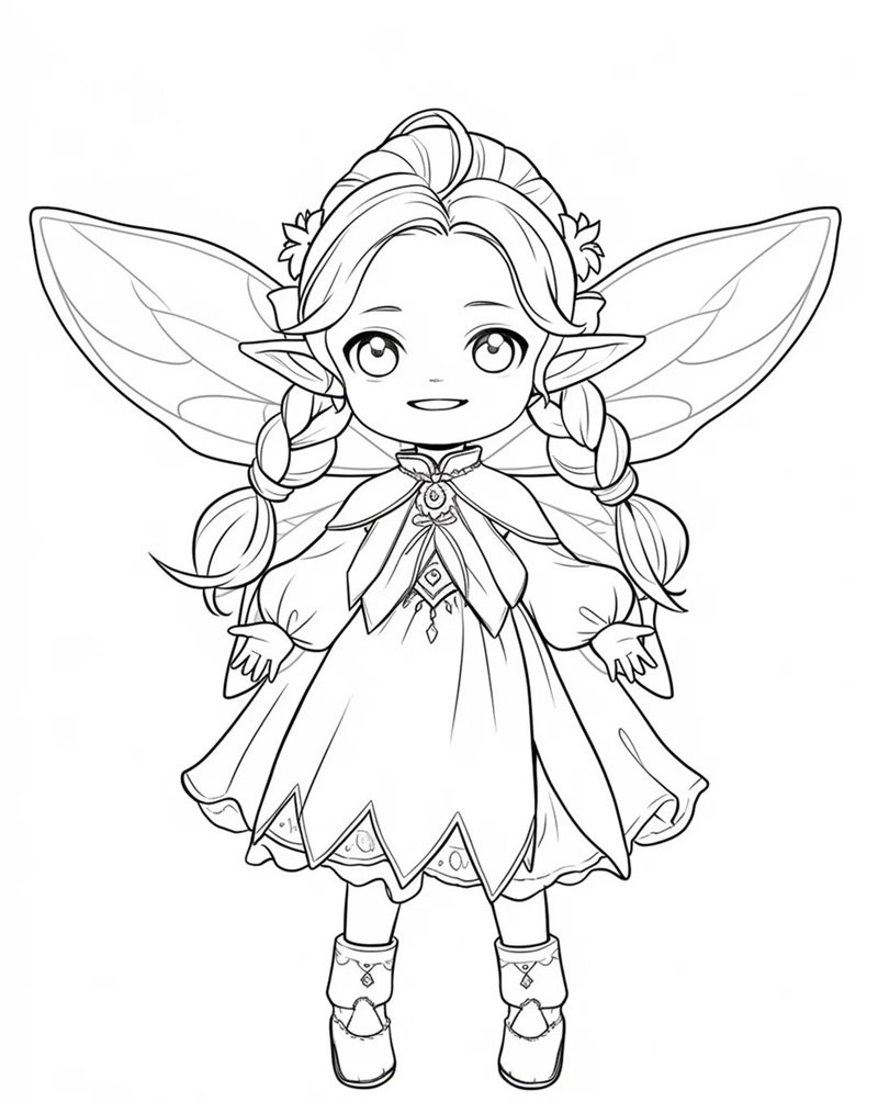 tranh cô tiên xanh chưa tô màu 12