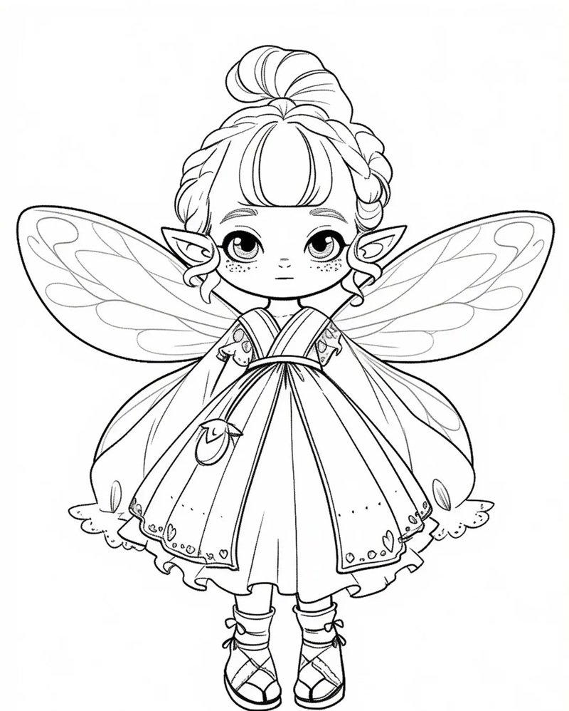 tranh cô tiên xanh chưa tô màu 14