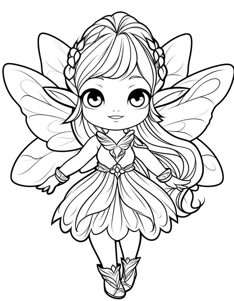 tranh cô tiên xanh chưa tô màu 15