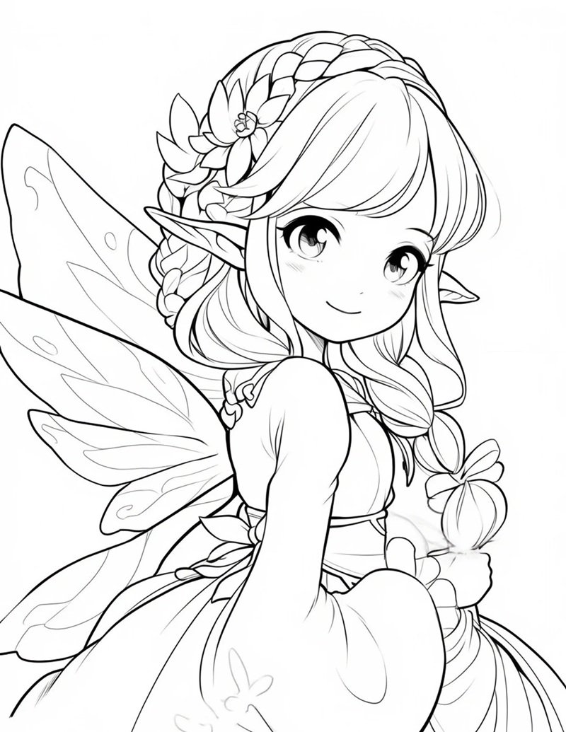 tranh cô tiên xanh chưa tô màu 16