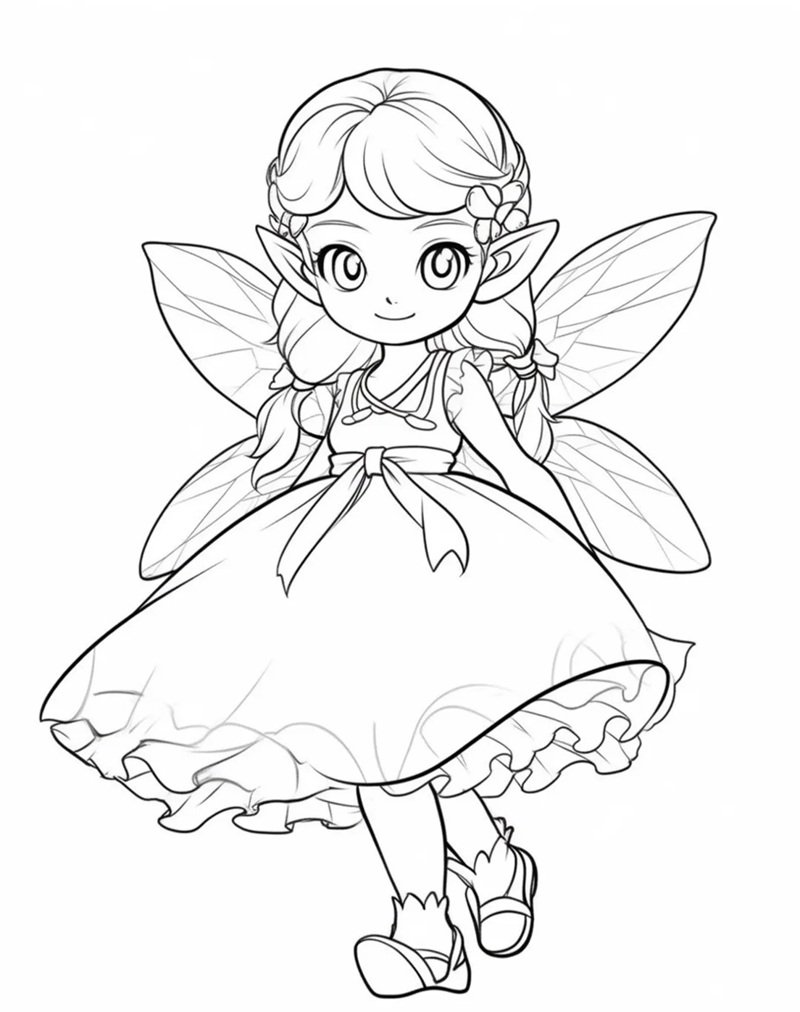 tranh cô tiên xanh chưa tô màu 17