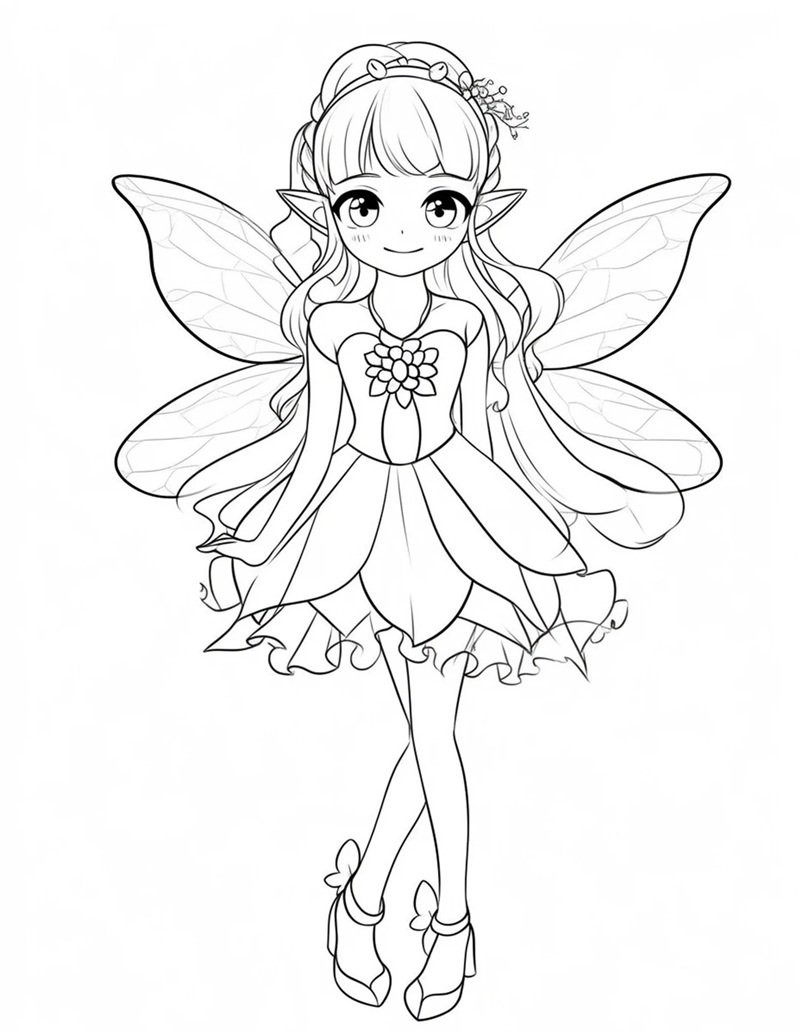 tranh cô tiên xanh chưa tô màu 18