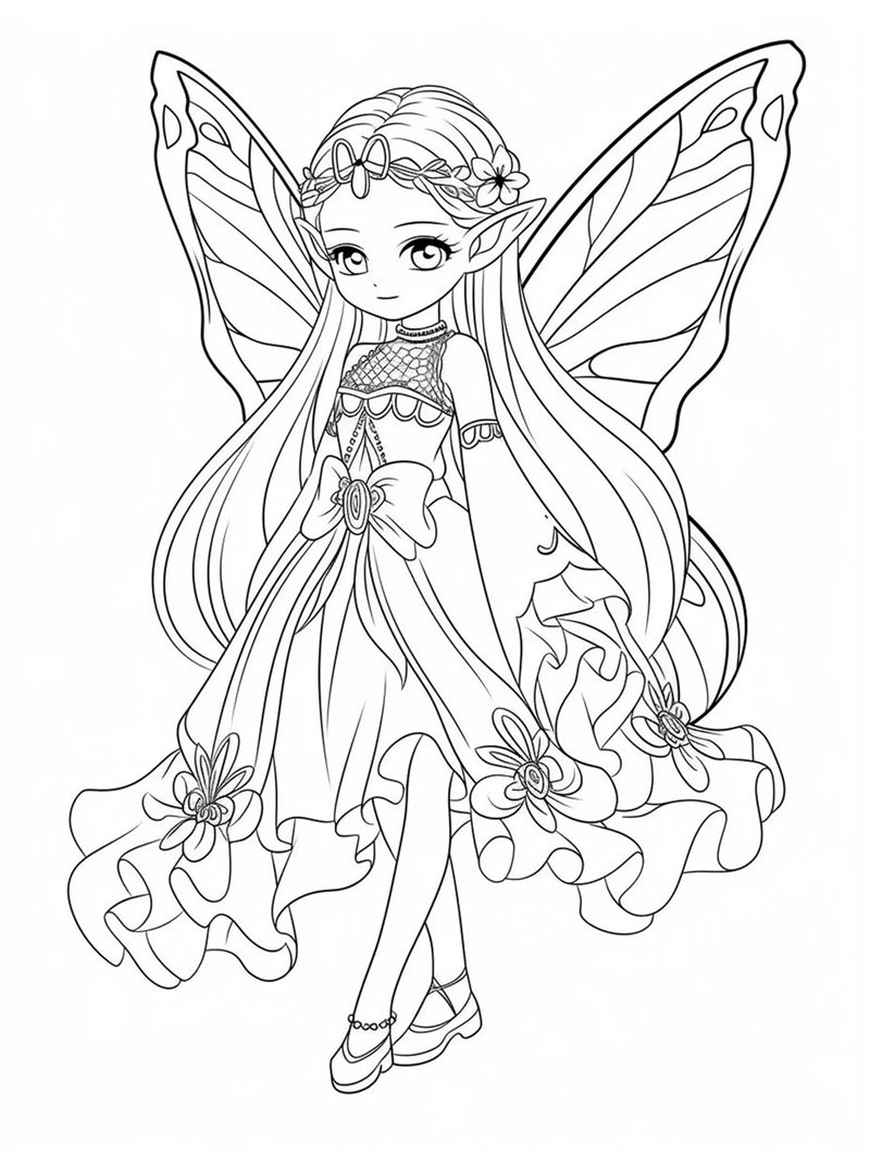 tranh cô tiên xanh chưa tô màu 20