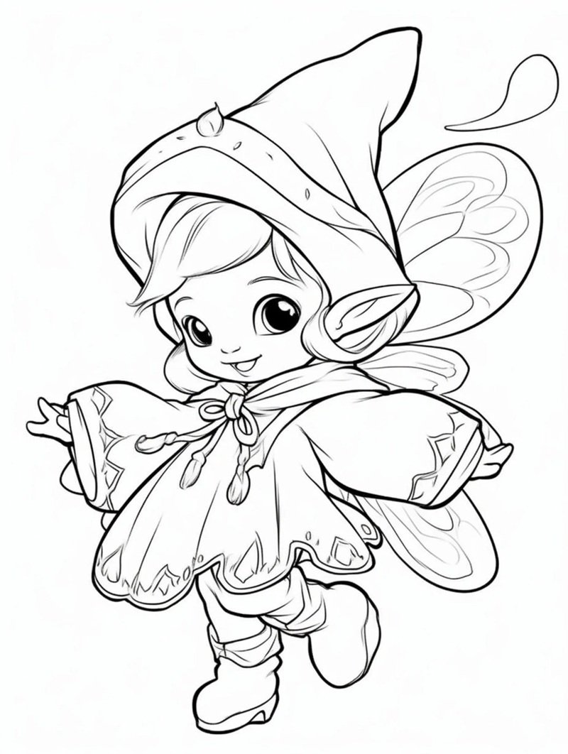 tranh cô tiên xanh chưa tô màu 22