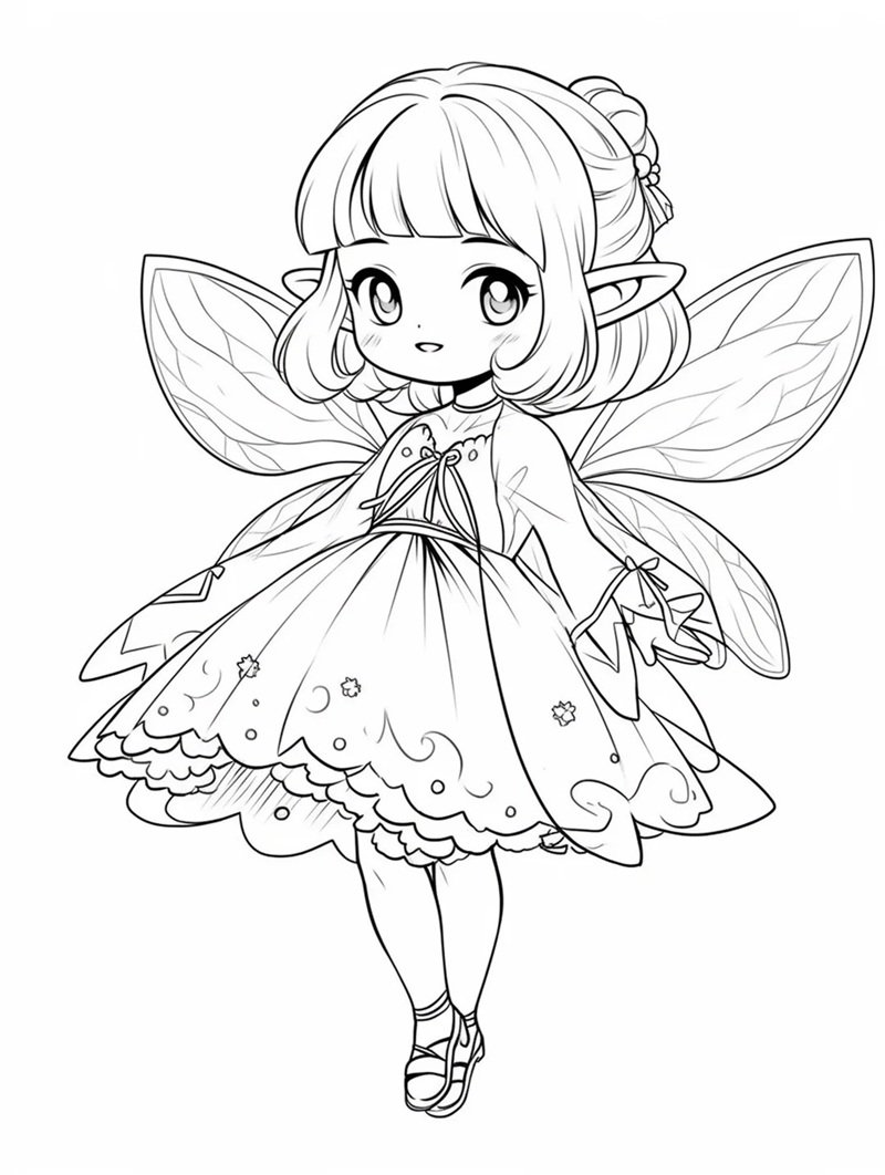 tranh cô tiên xanh chưa tô màu 23