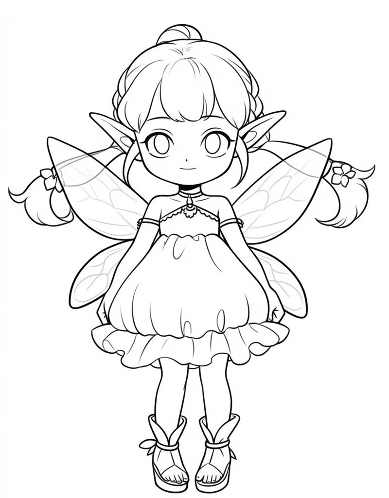 tranh cô tiên xanh chưa tô màu 24