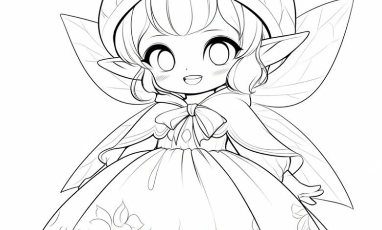 tranh cô tiên xanh chưa tô màu 25