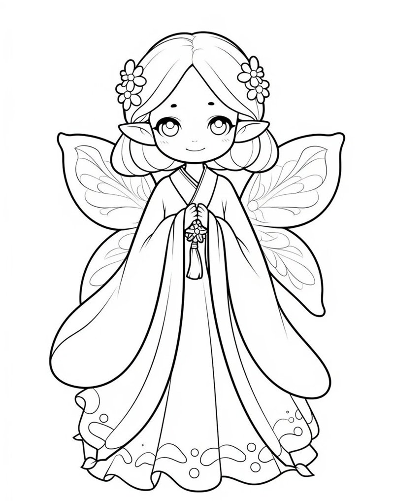 tranh cô tiên xanh chưa tô màu 27