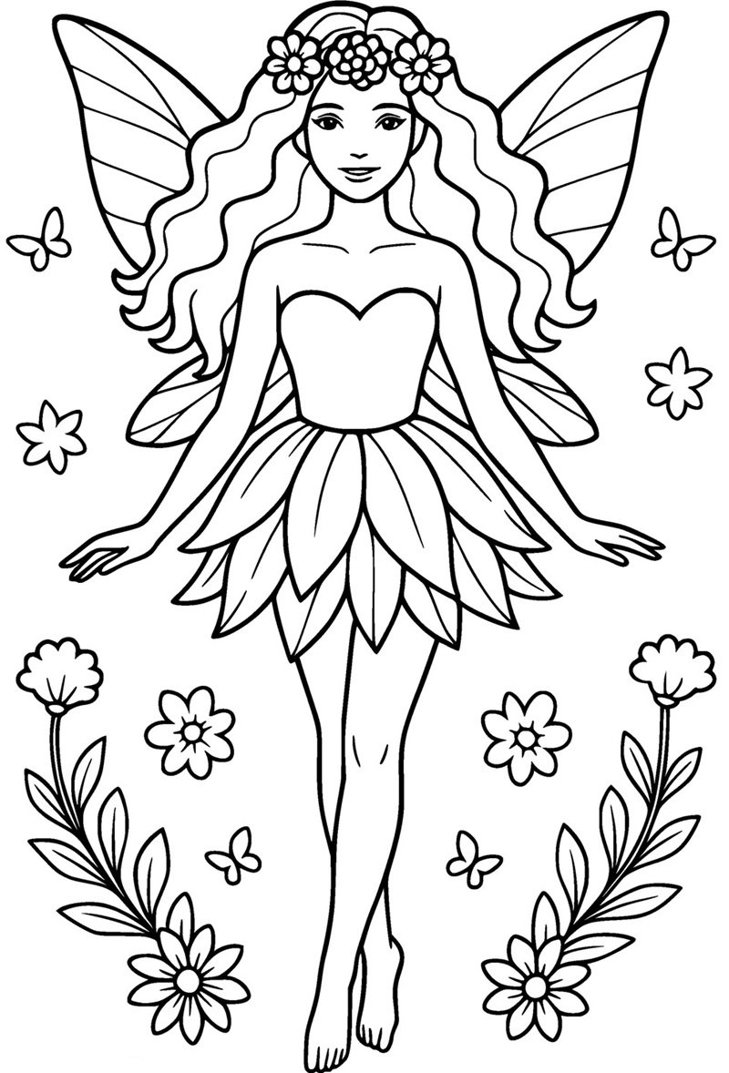 tranh cô tiên xanh chưa tô màu 33