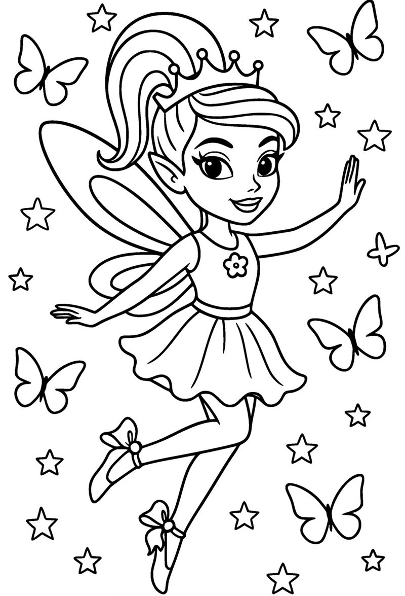 tranh cô tiên xanh chưa tô màu 34