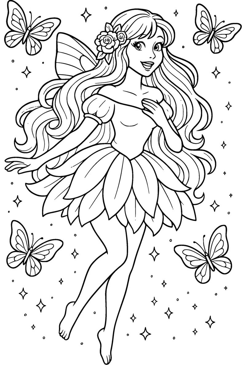 tranh cô tiên xanh chưa tô màu 36