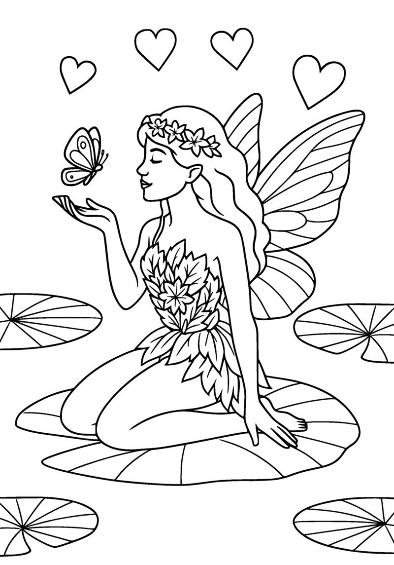 tranh cô tiên xanh chưa tô màu 39