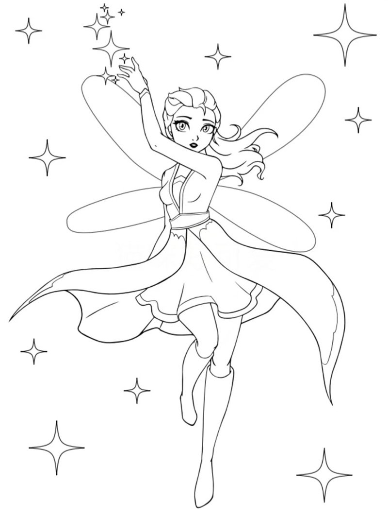 tranh cô tiên xanh chưa tô màu 40