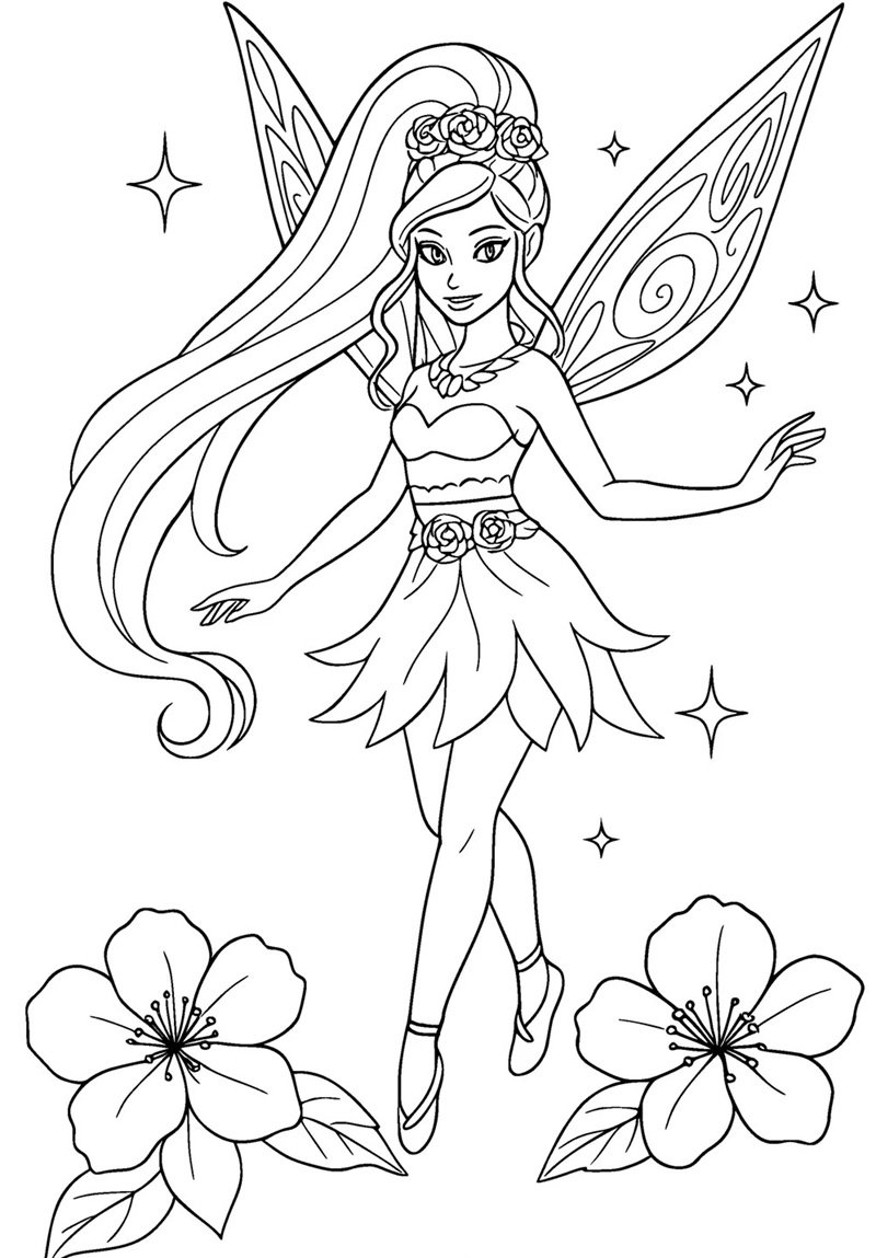 tranh cô tiên xanh chưa tô màu 5