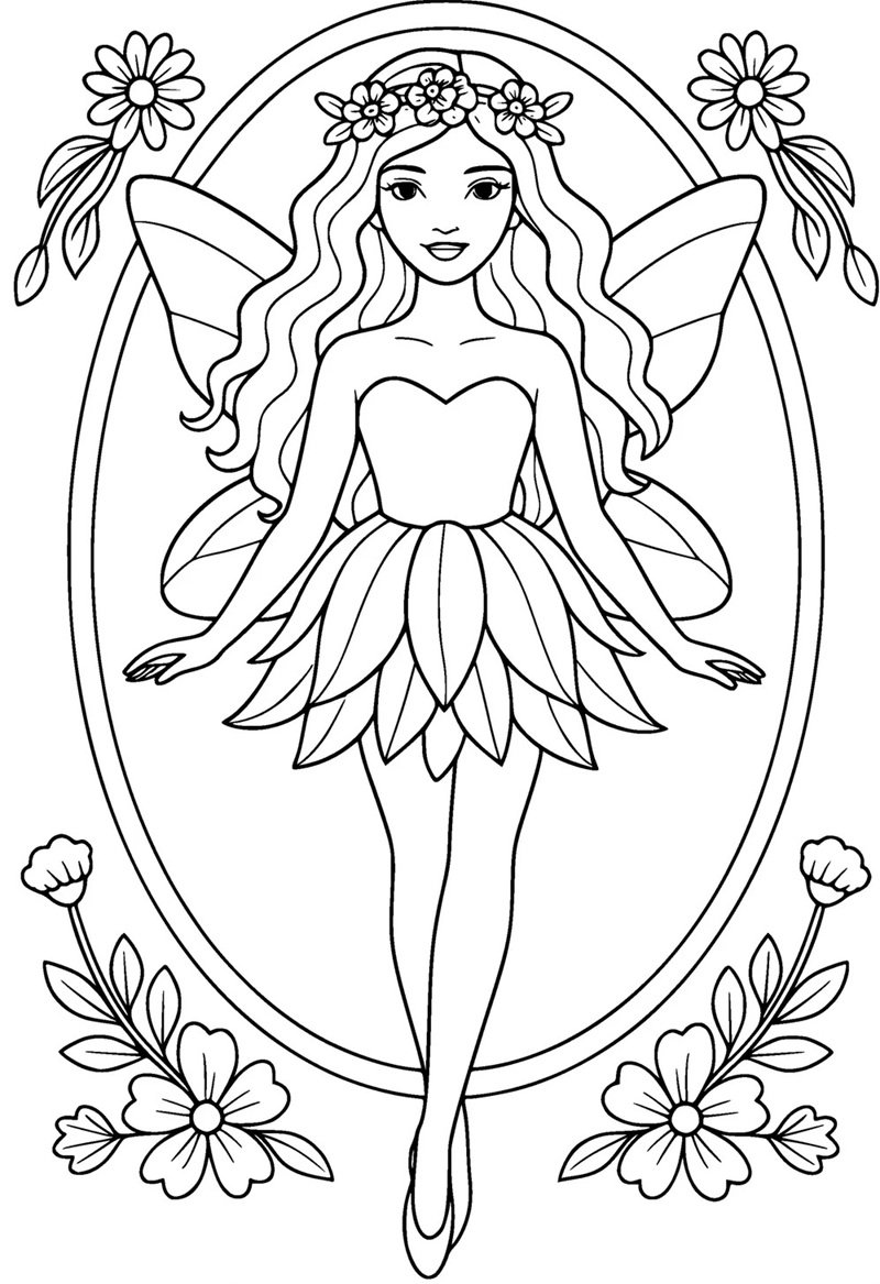 tranh cô tiên xanh chưa tô màu 6