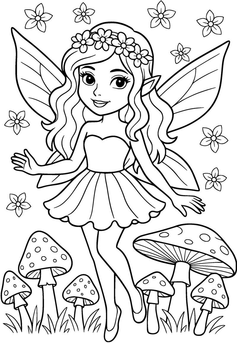 tranh cô tiên xanh chưa tô màu 7