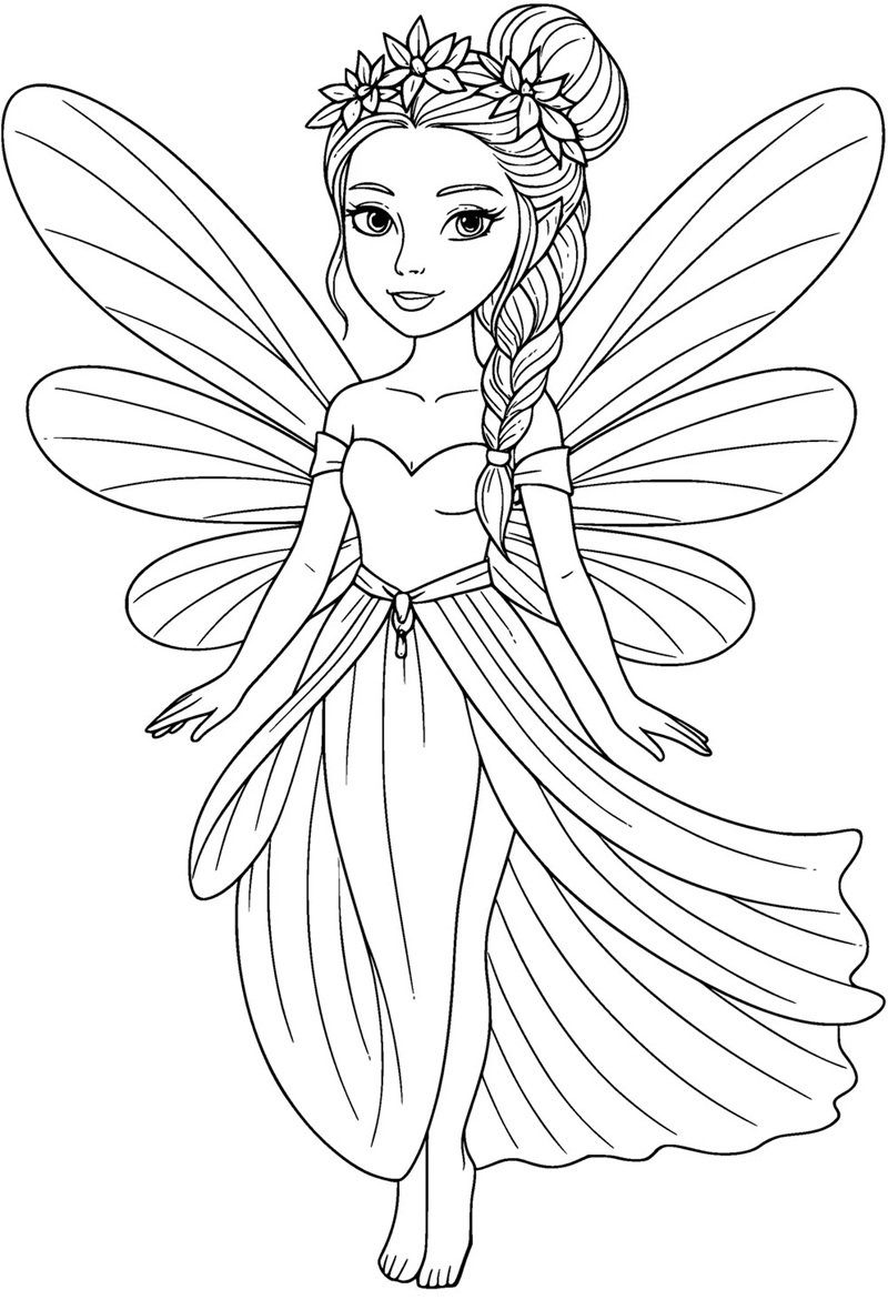 tranh cô tiên xanh chưa tô màu 8