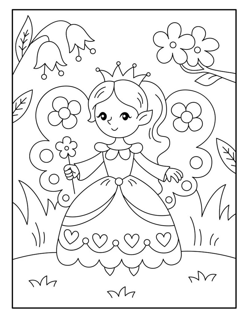 tranh cô tiên xanh chưa tô màu 9