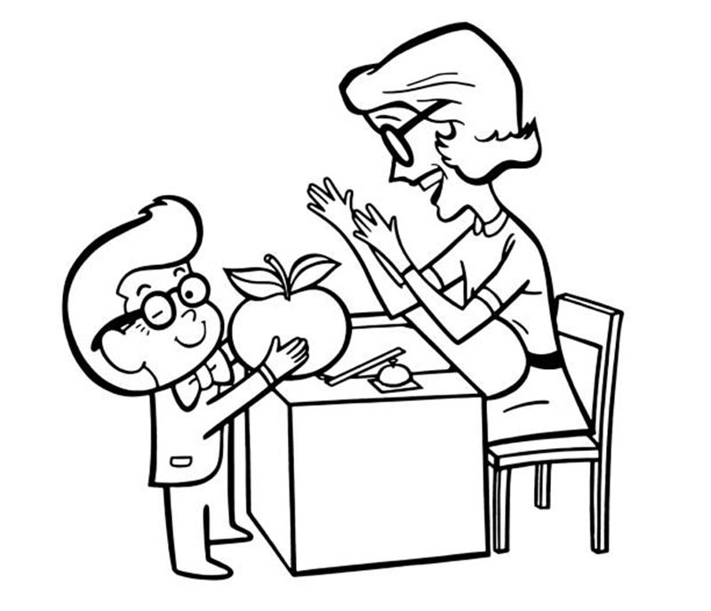Boy Giving Teacher Apple