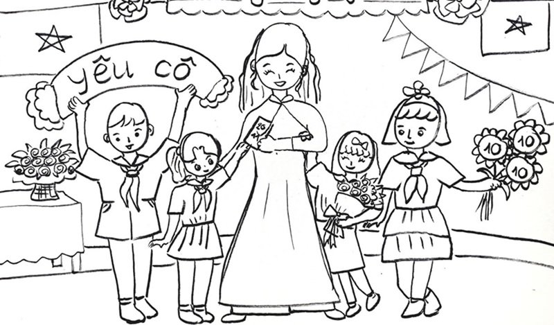 tranh tô màu cô giáo 19