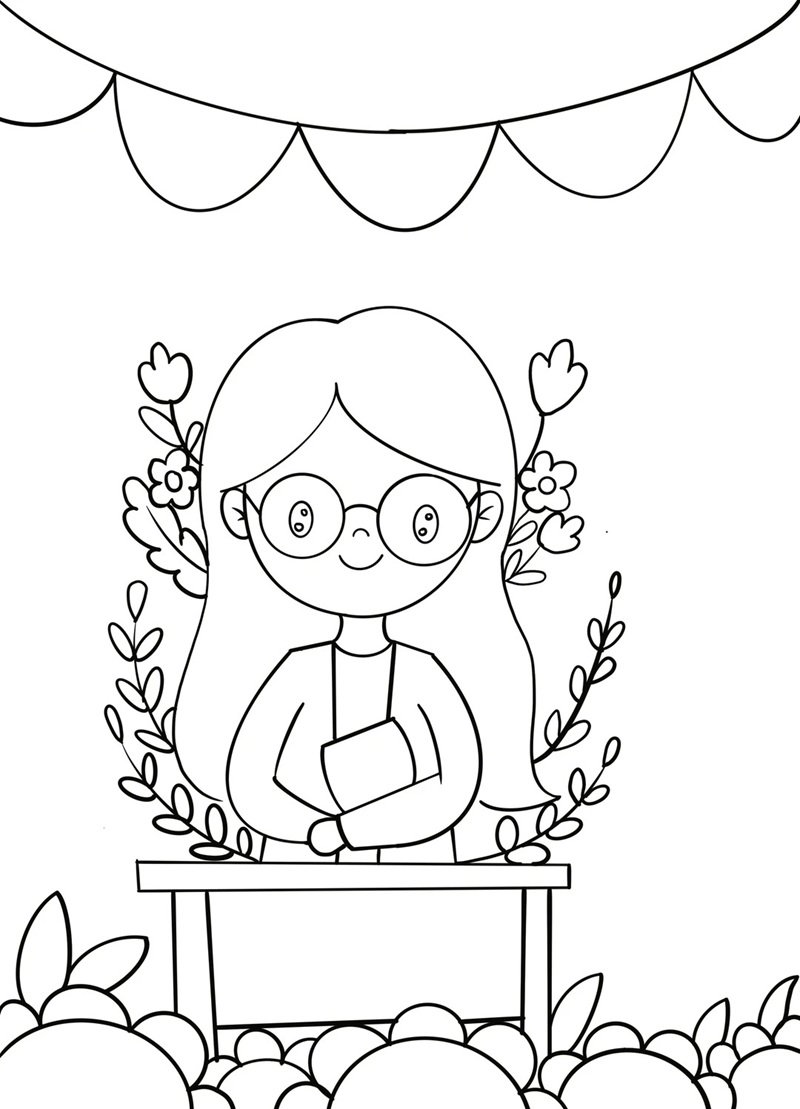 tranh tô màu cô giáo 24