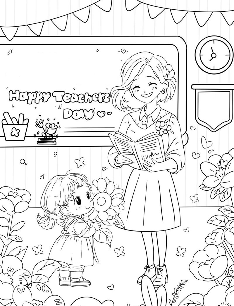 tranh tô màu cô giáo 25