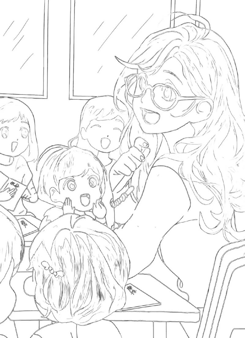 tranh tô màu cô giáo 26