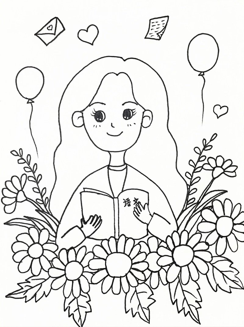 tranh tô màu cô giáo 28