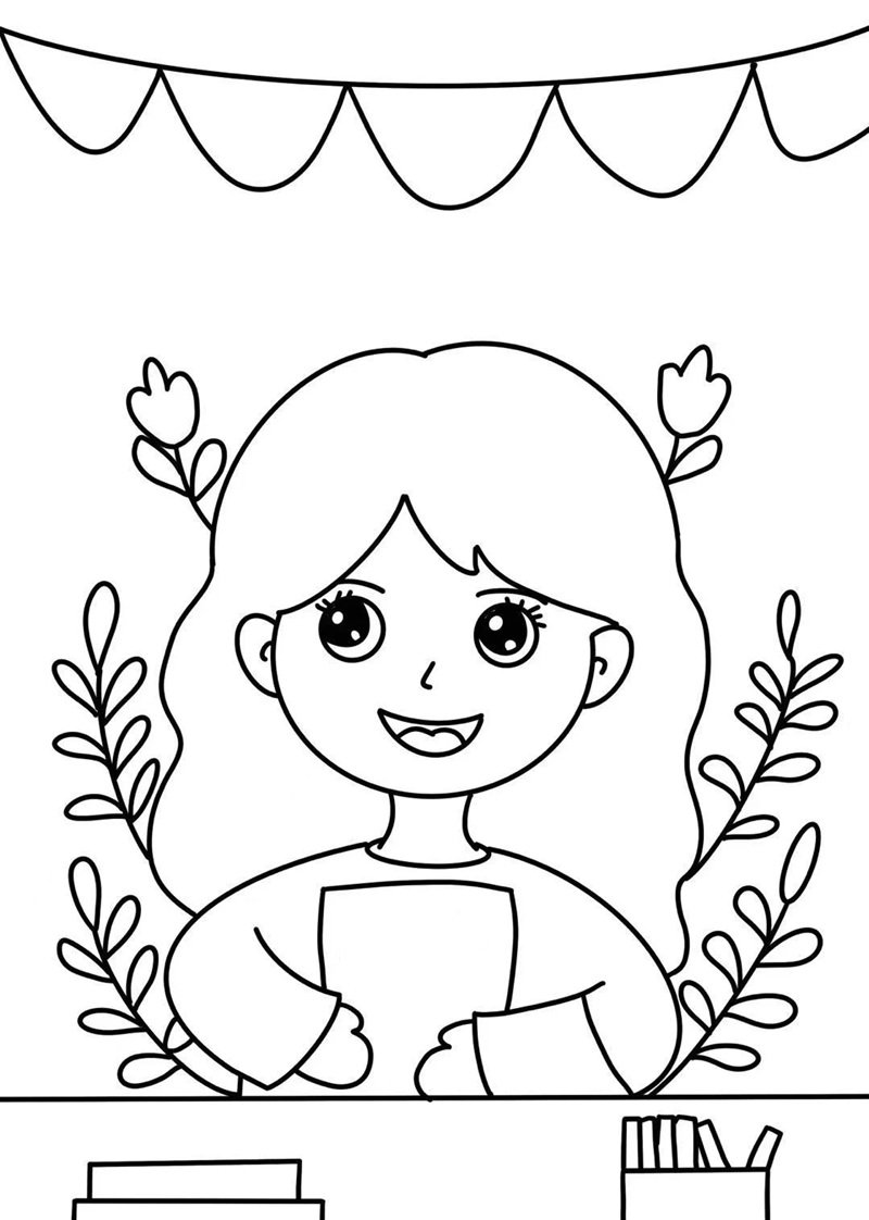 tranh tô màu cô giáo 34