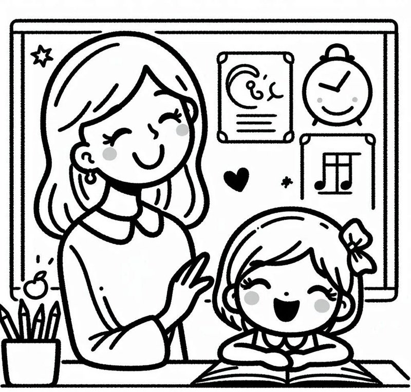 tranh tô màu cô giáo 35